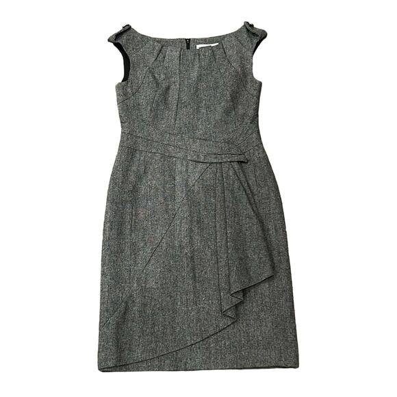 Karen Millen Boat Neck Sleeveless Mini Dress Pepper Grey Size 10 - Picture 2 of 12
